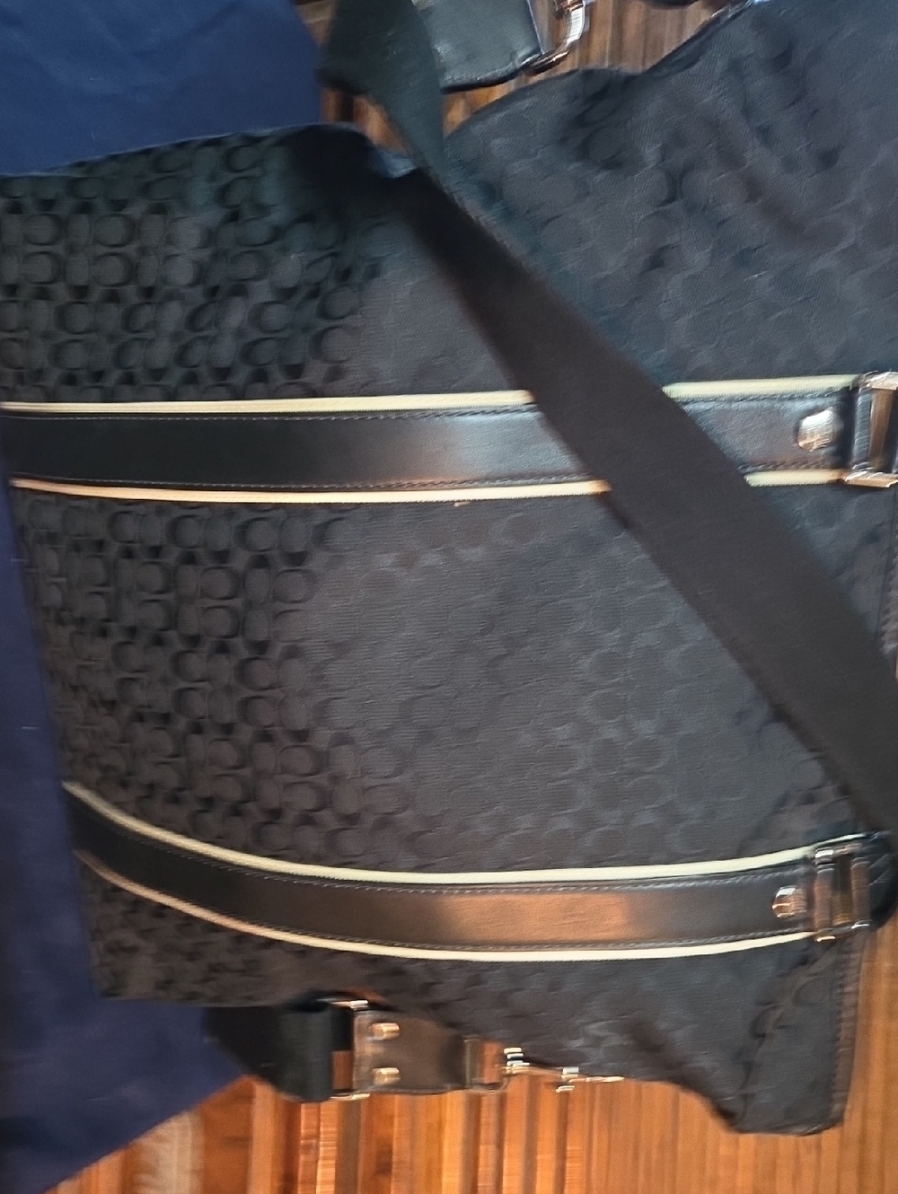 Men's Black Patterned Crossbody Messenger Bag
